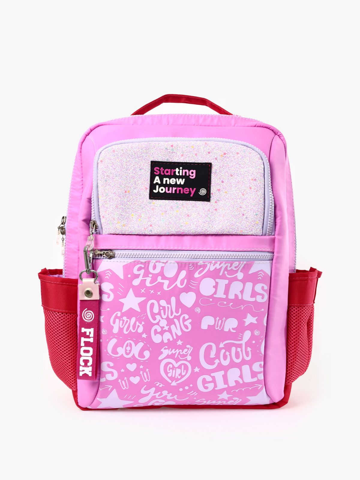 Morral Flock Doodles Fucsia Frente